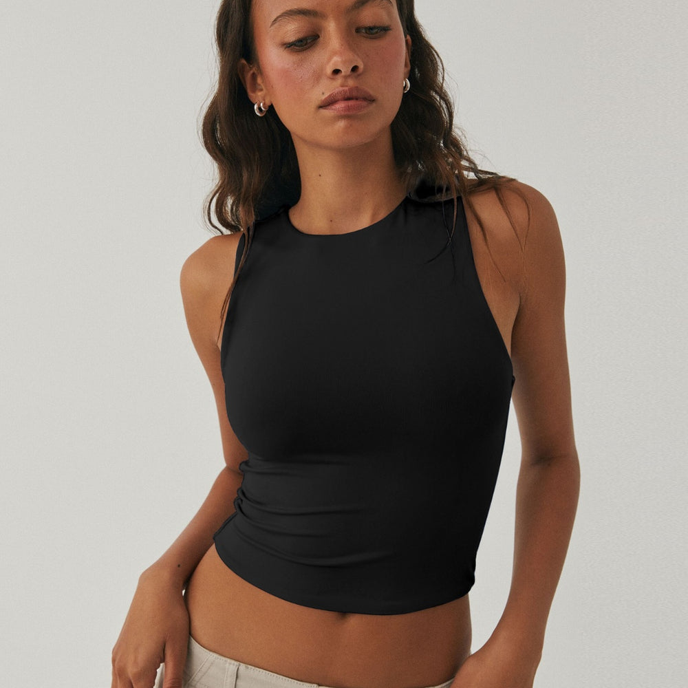 
                      
                        Round Neck Cropped Tank
                      
                    