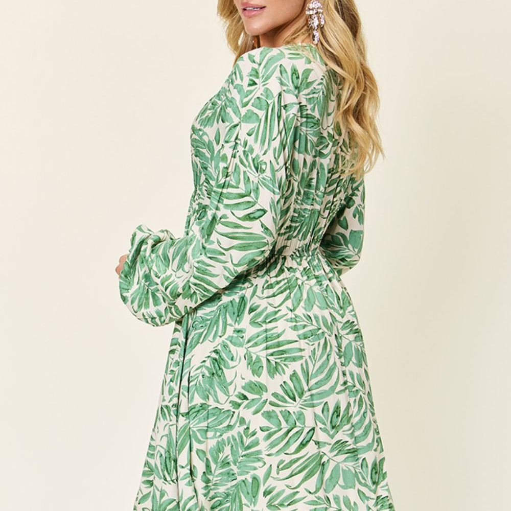 
                      
                        Double Take Full Size Printed Ruched Balloon Sleeve Dress
                      
                    