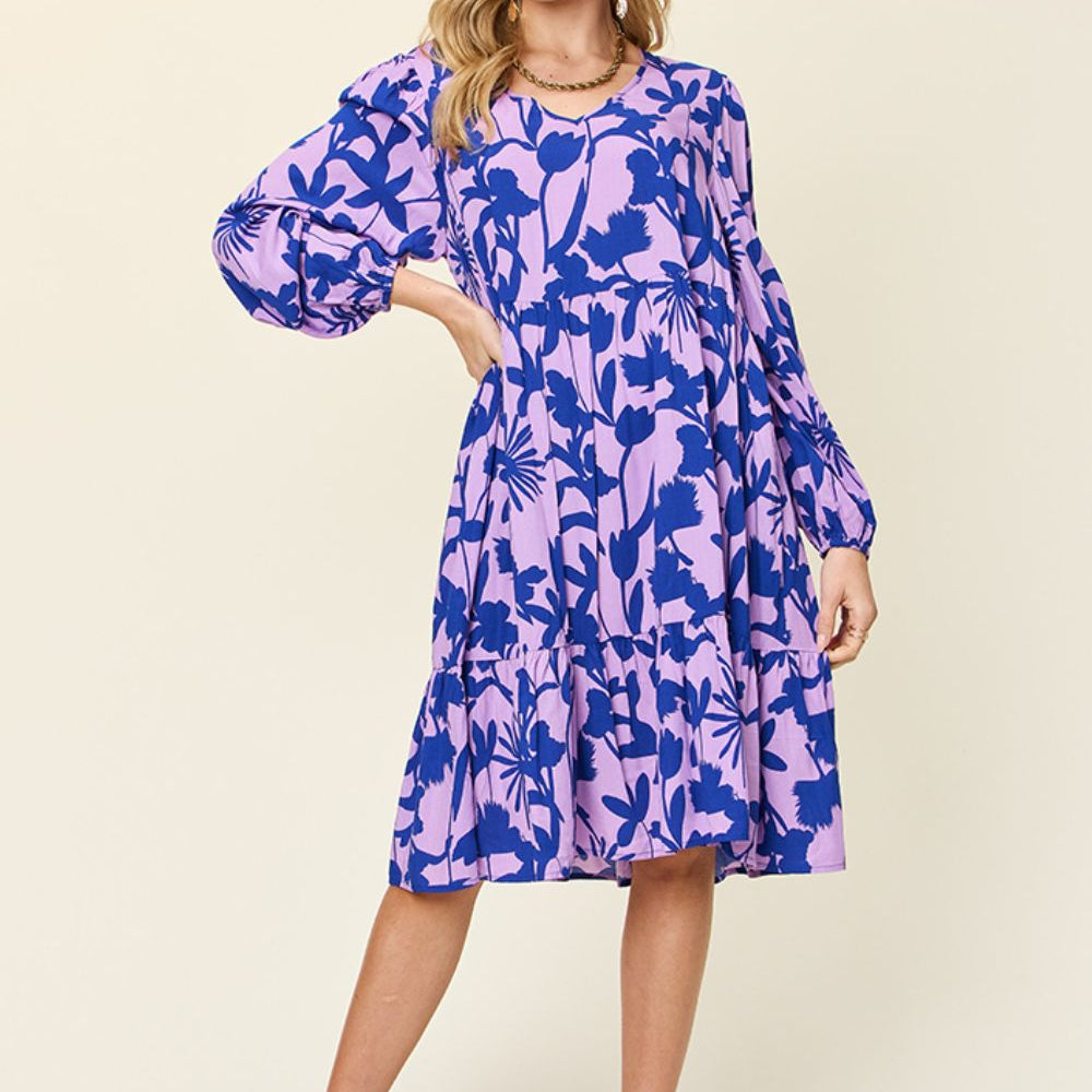 
                      
                        Double Take Full Size Printed Ruffle Hem Dress with Pocket
                      
                    