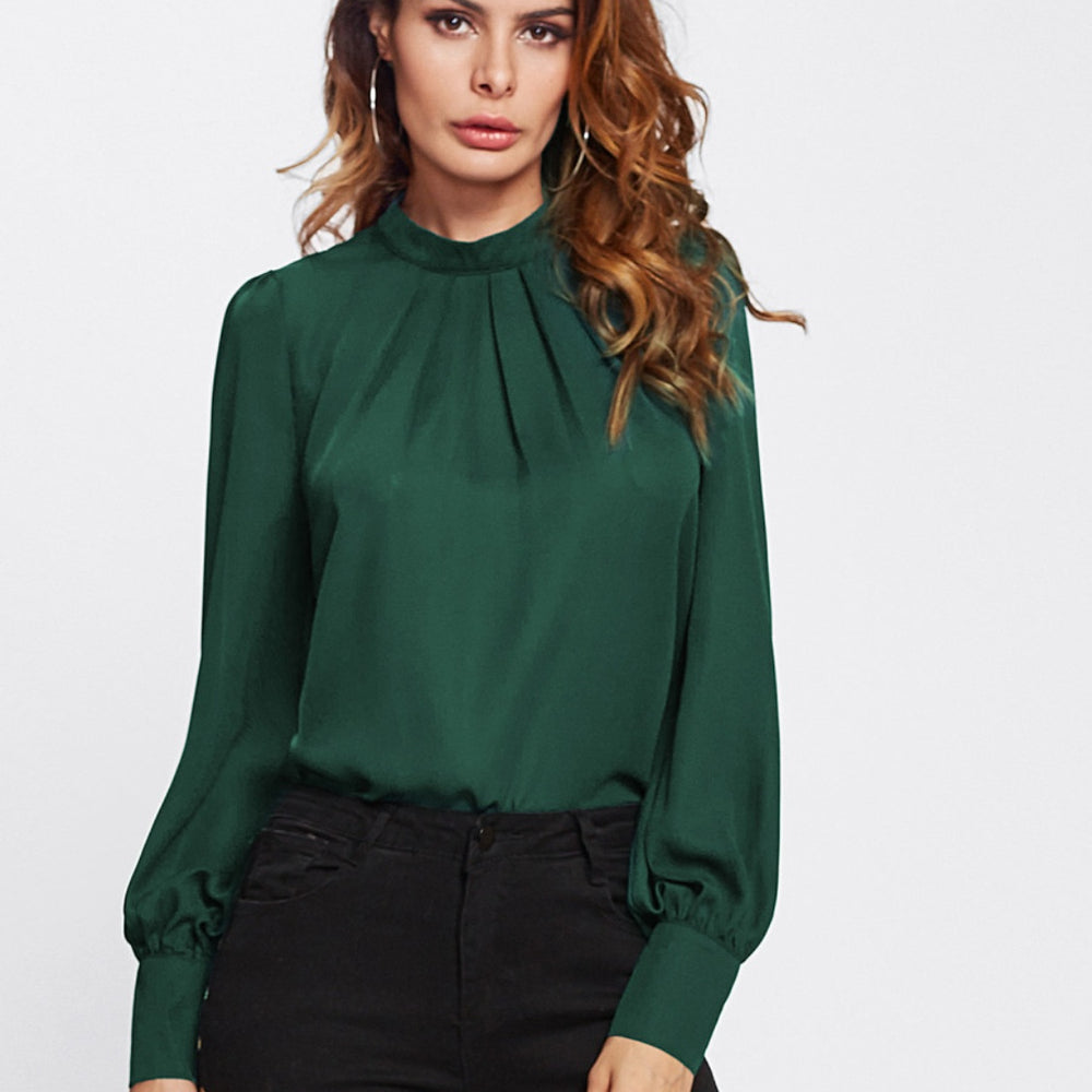 
                      
                        Mock Neck Lantern Sleeve Shirt
                      
                    