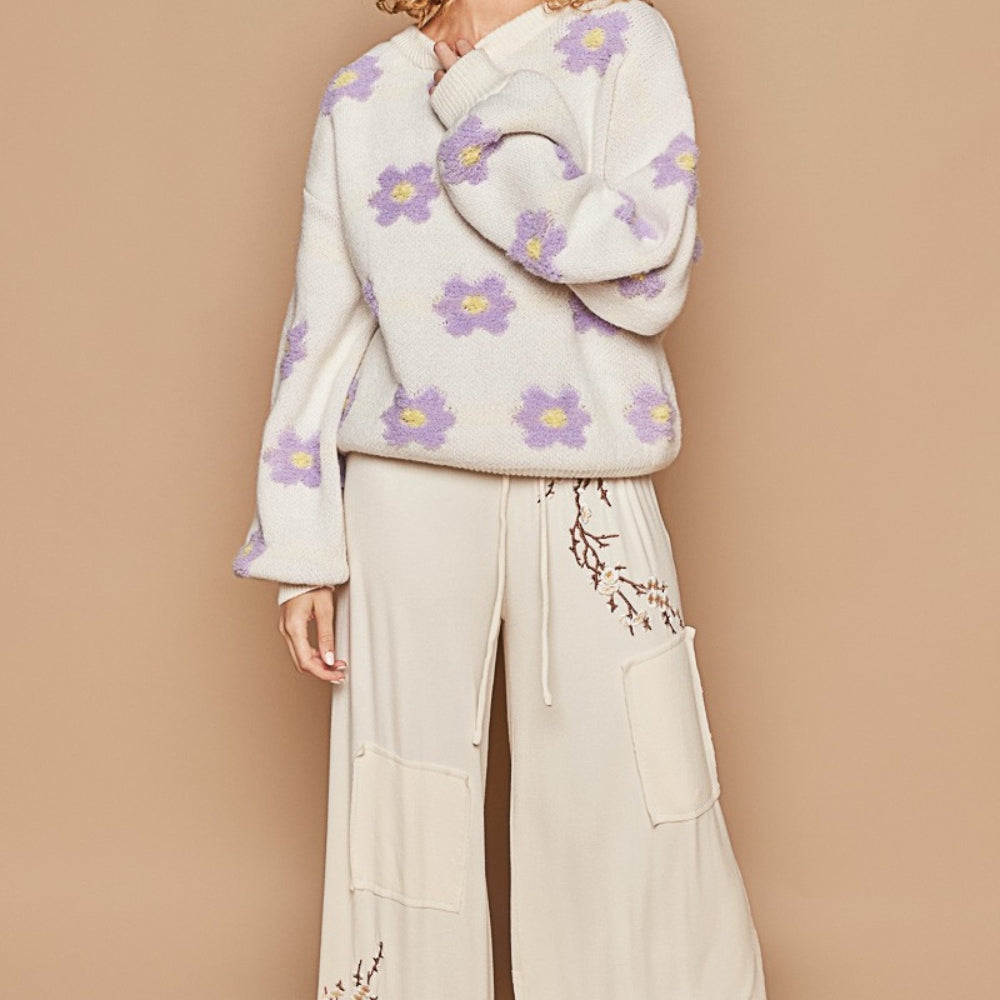 
                      
                        POL Daisy Pattern Drop Shoulder Sweater
                      
                    