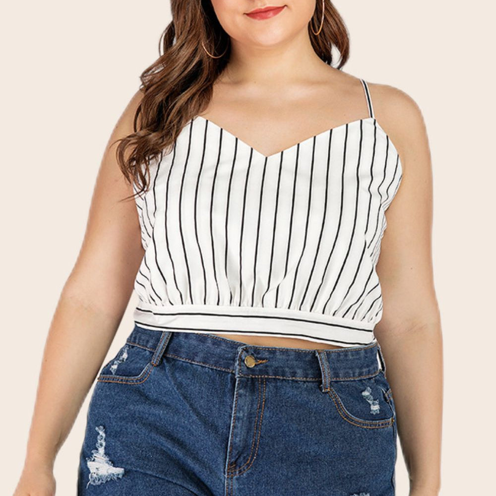 
                      
                        Plus Size Striped Tie-Back Cropped Cami
                      
                    