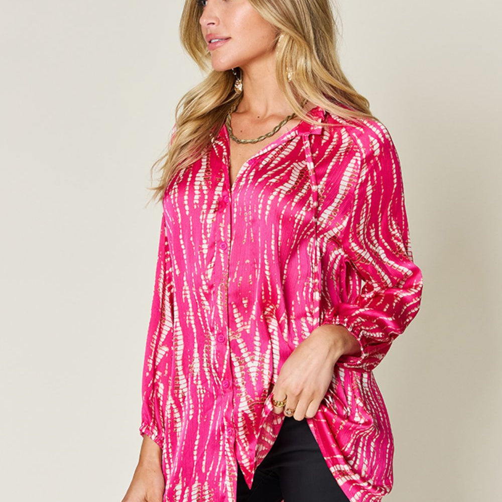 
                      
                        Double Take Full Size Printed Button Up Long Sleeve Shirt
                      
                    