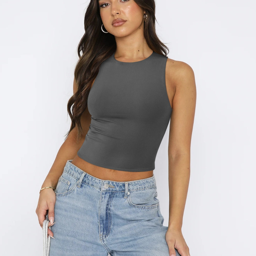 
                      
                        Round Neck Cropped Tank
                      
                    