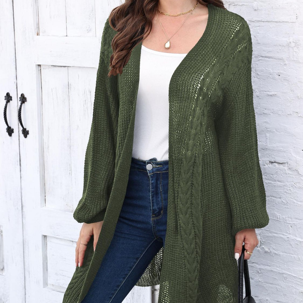 
                      
                        Cable-Knit Open Front Long Sleeve Cardigan
                      
                    