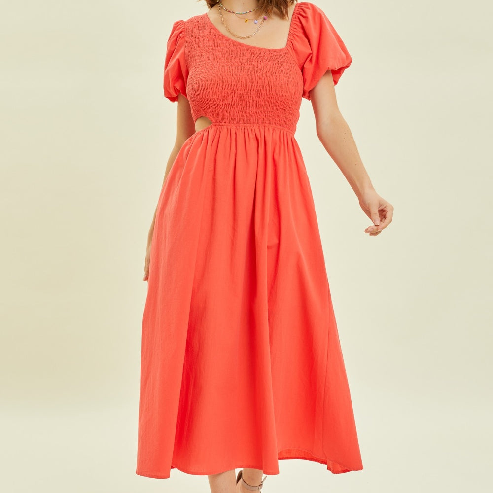 
                      
                        HEYSON Smocked Cutout Midi Dress
                      
                    