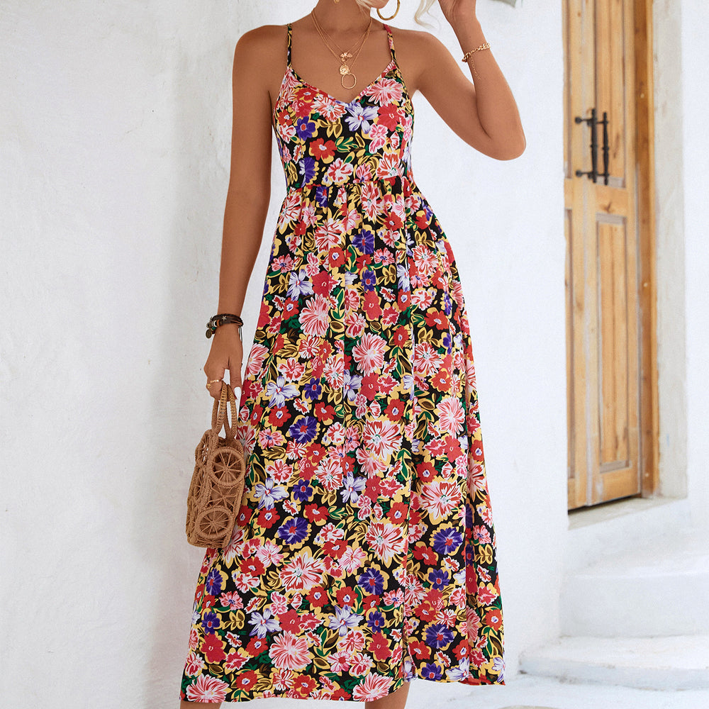 
                      
                        Floral Crisscross Backless Split Dress
                      
                    