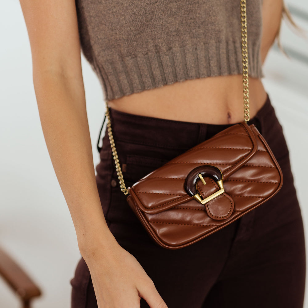 Classic Beauty Quilted Clutch in Brown