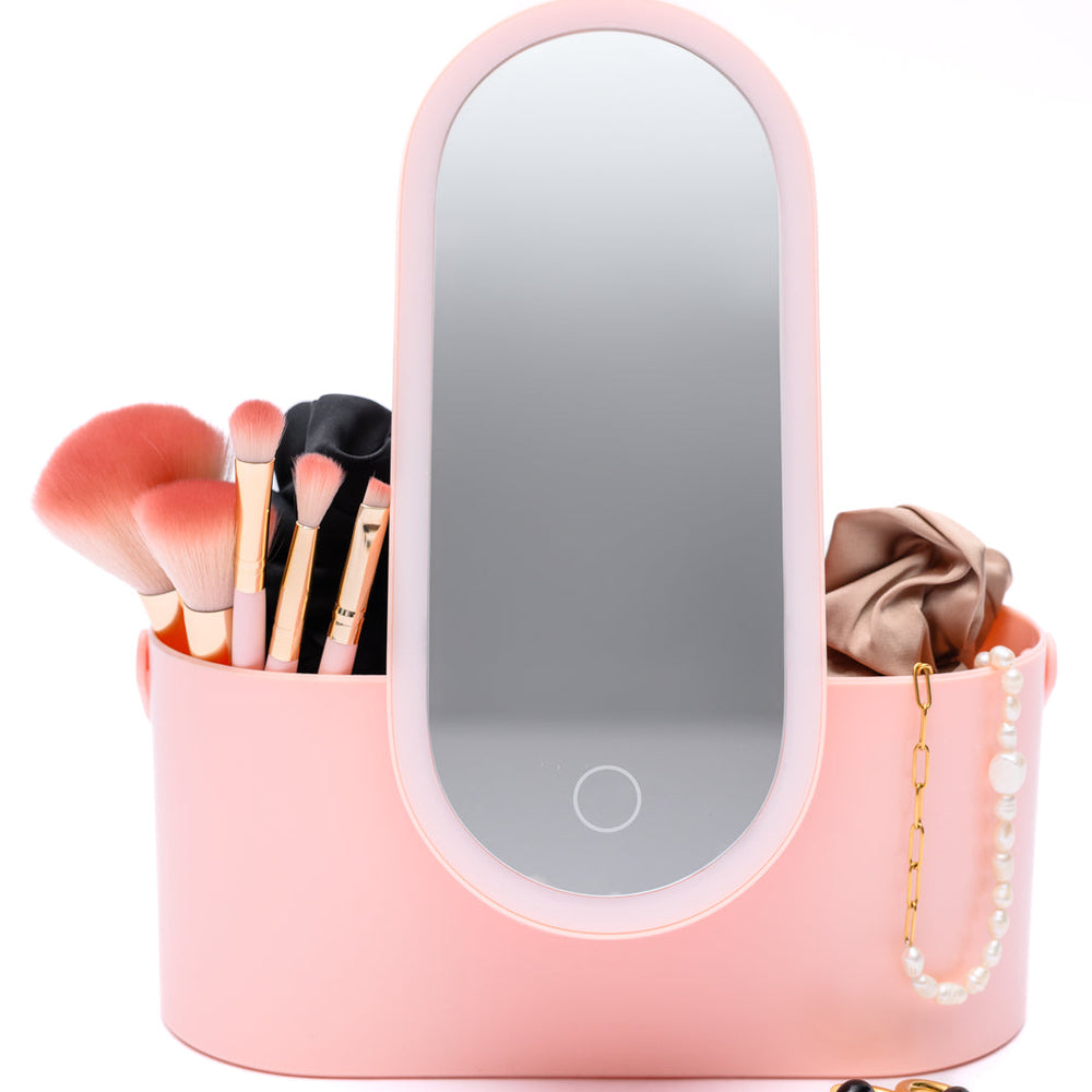 Portable Beauty Storage With LED Mirror