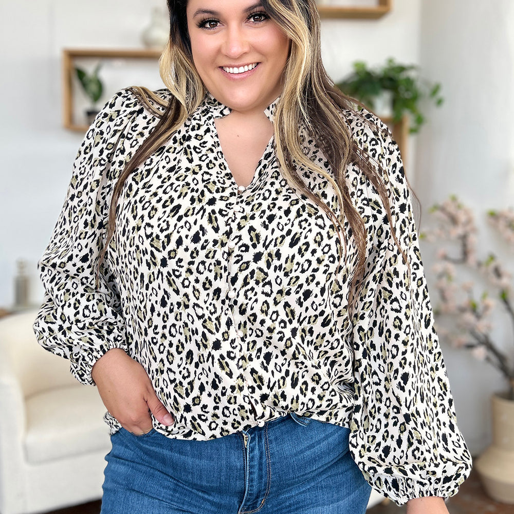 
                      
                        Double Take Full Size Leopard Long Sleeve Blouse
                      
                    