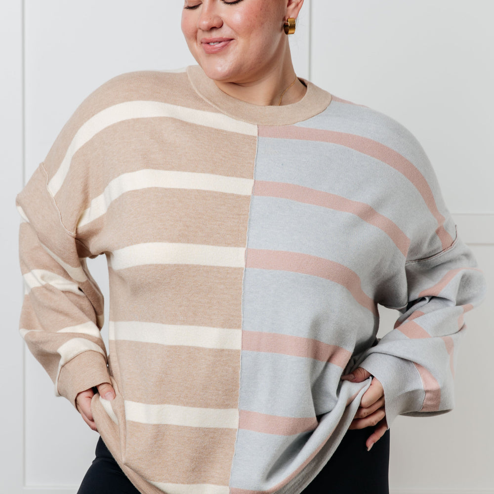 Exceptional Thought Striped Patchwork Sweater