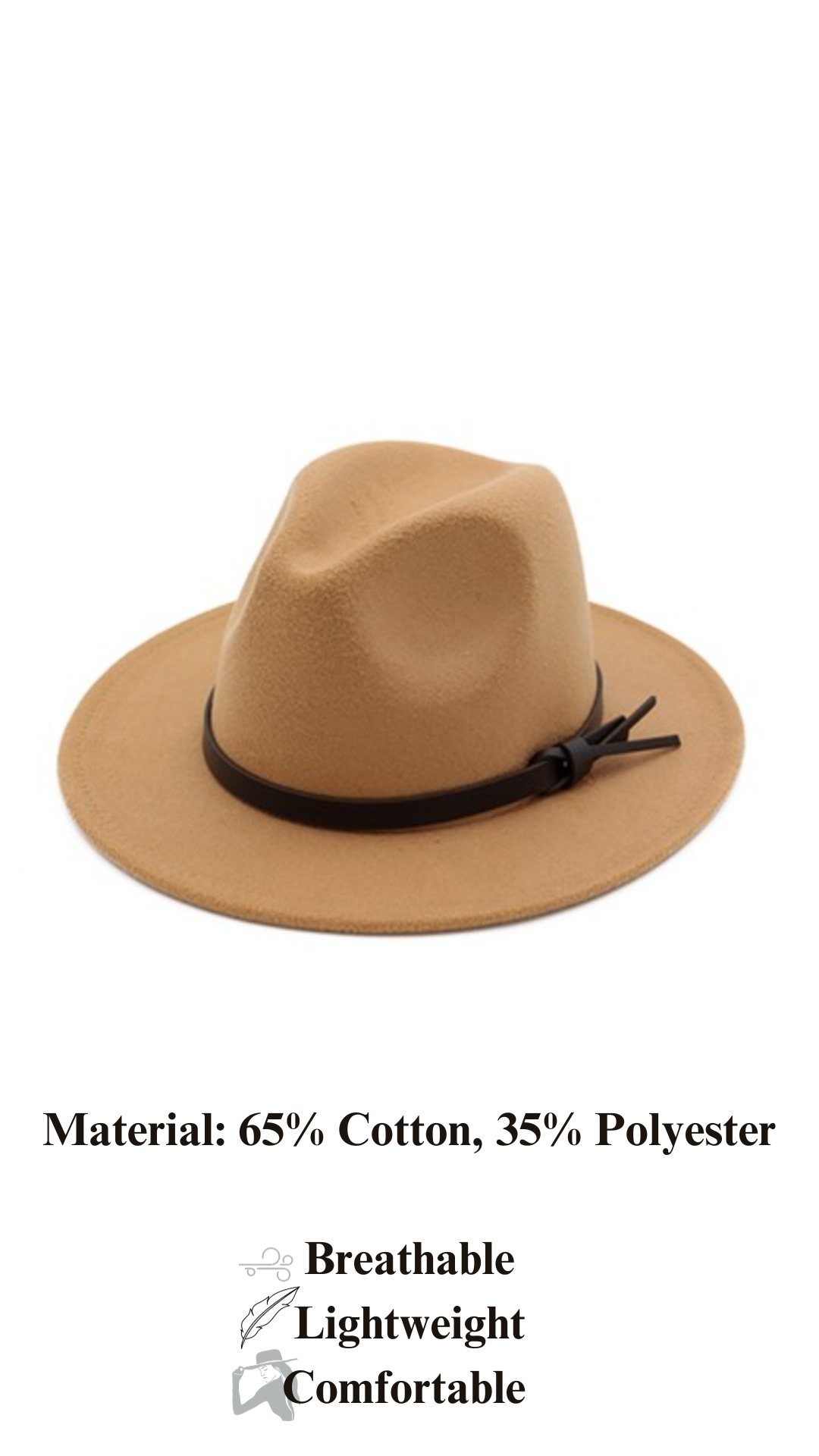 Casual Fedora Hats With Thin Belt | Camel