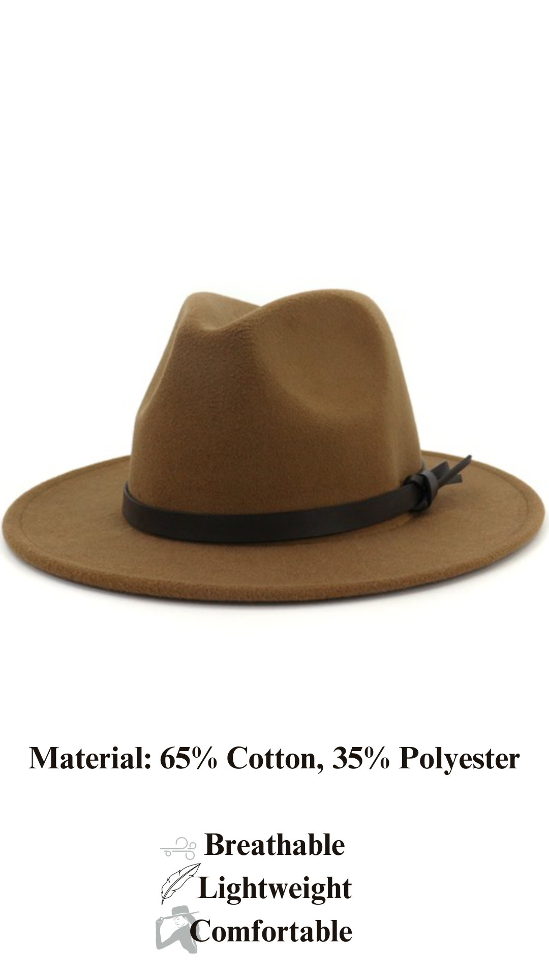 Casual Fedora Hats With Thin Belt | Khaki