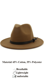 Casual Fedora Hats With Thin Belt | Khaki