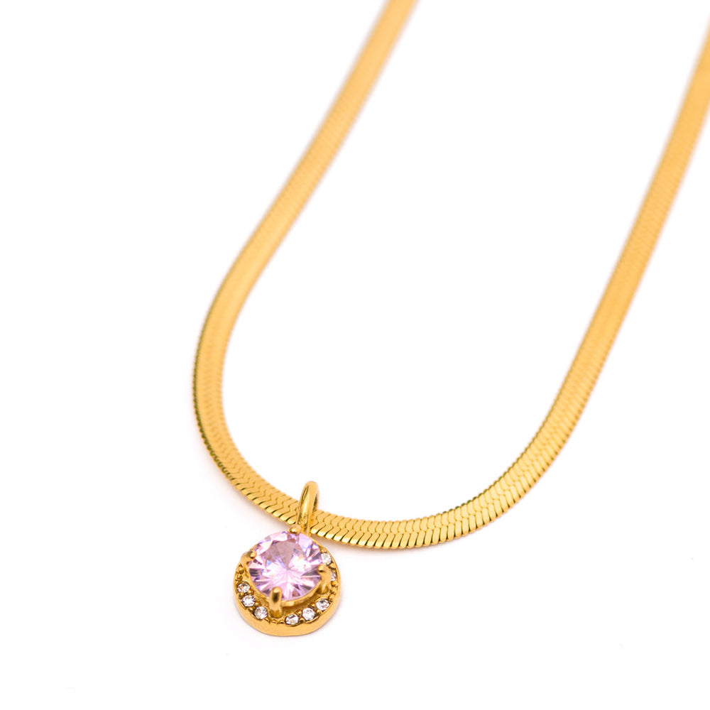 Here to Shine Gold Plated Necklace in Pink