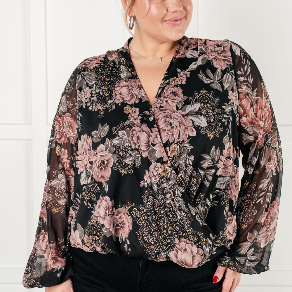 
                      
                        I Wish We Had it All Surplice Floral Blouse
                      
                    