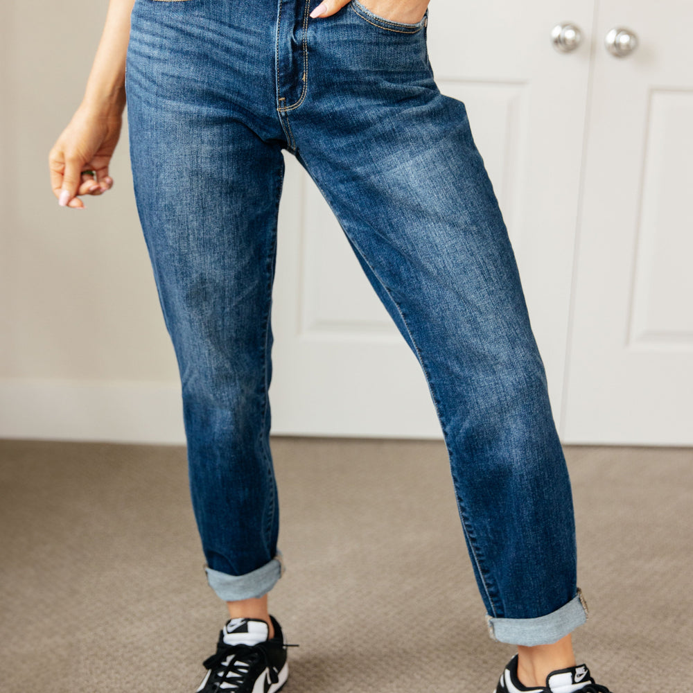 
                      
                        London Midrise Cuffed Boyfriend Jeans
                      
                    