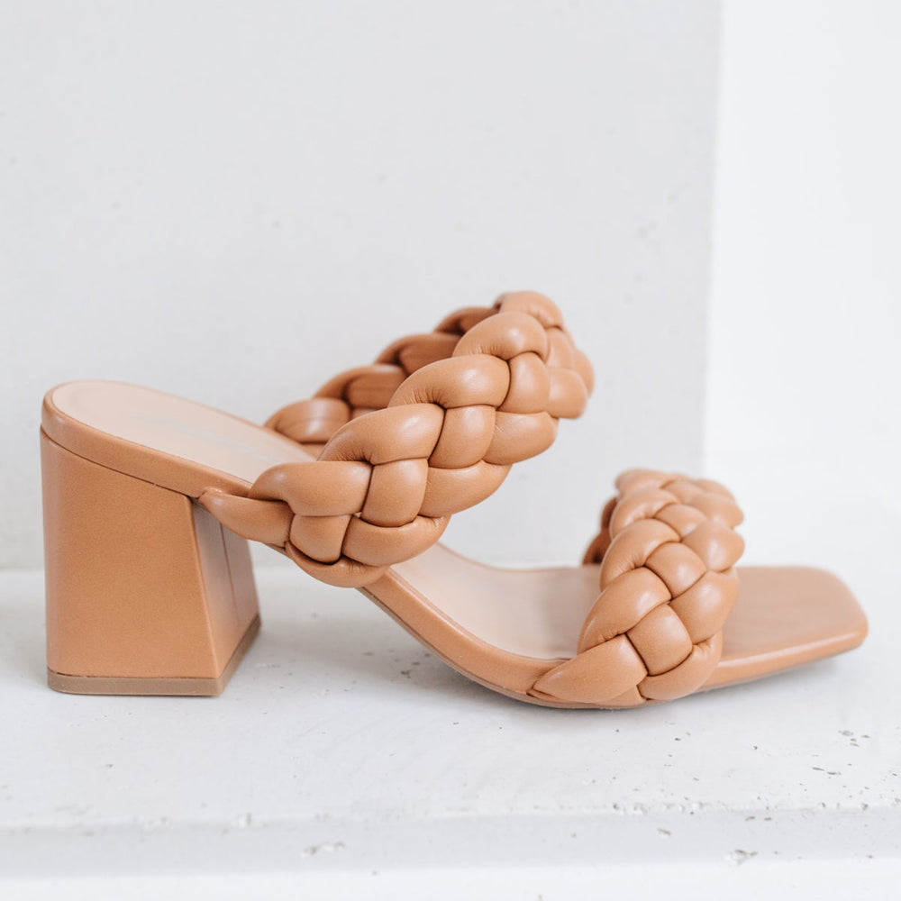 
                      
                        Maya Braided Heels in Tan
                      
                    