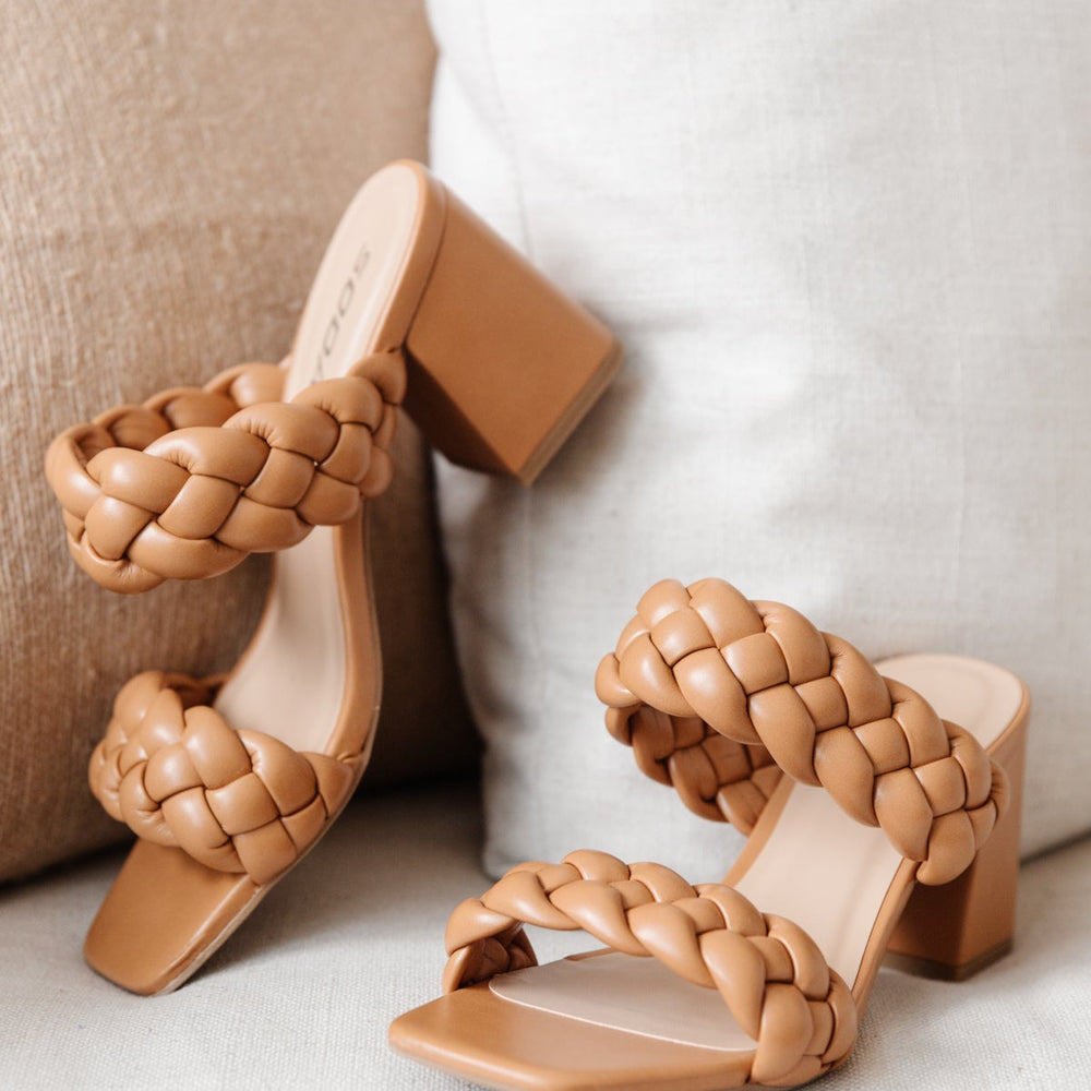 Maya Braided Heels in Tan