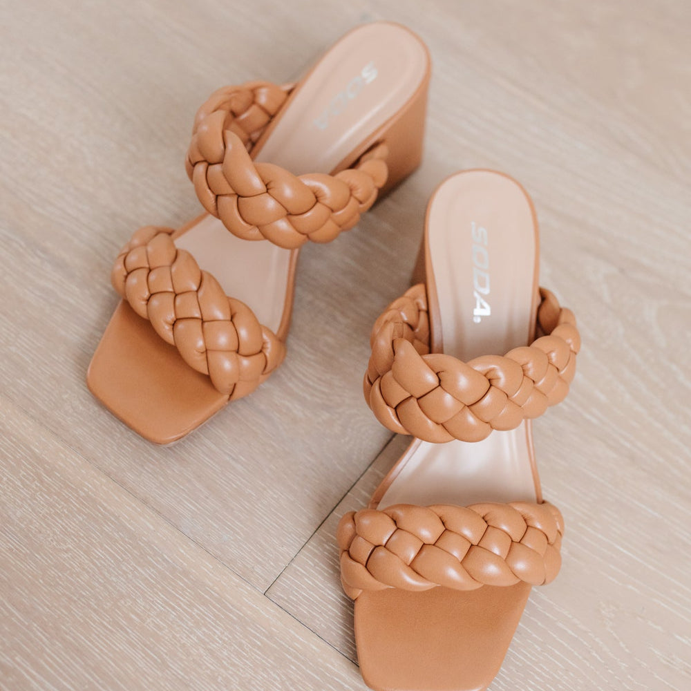 
                      
                        Maya Braided Heels in Tan
                      
                    