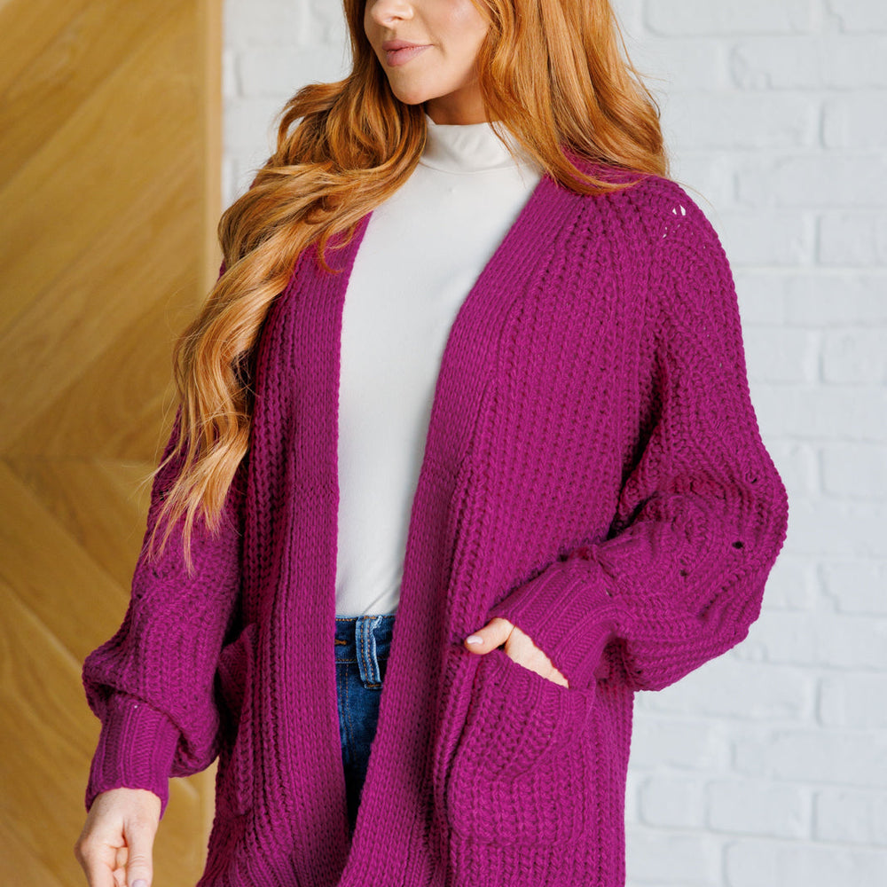 
                      
                        Maybe Monday Cardigan in Berry
                      
                    