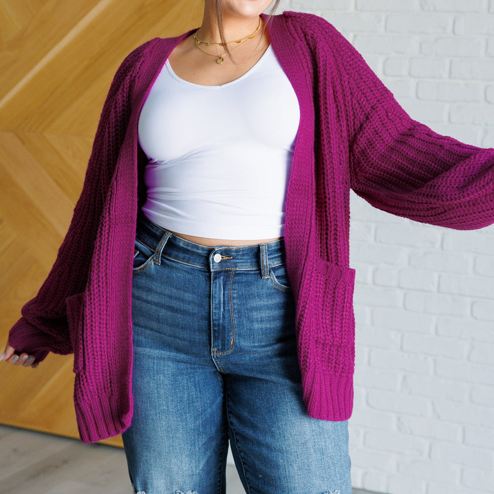 
                      
                        Maybe Monday Cardigan in Berry
                      
                    