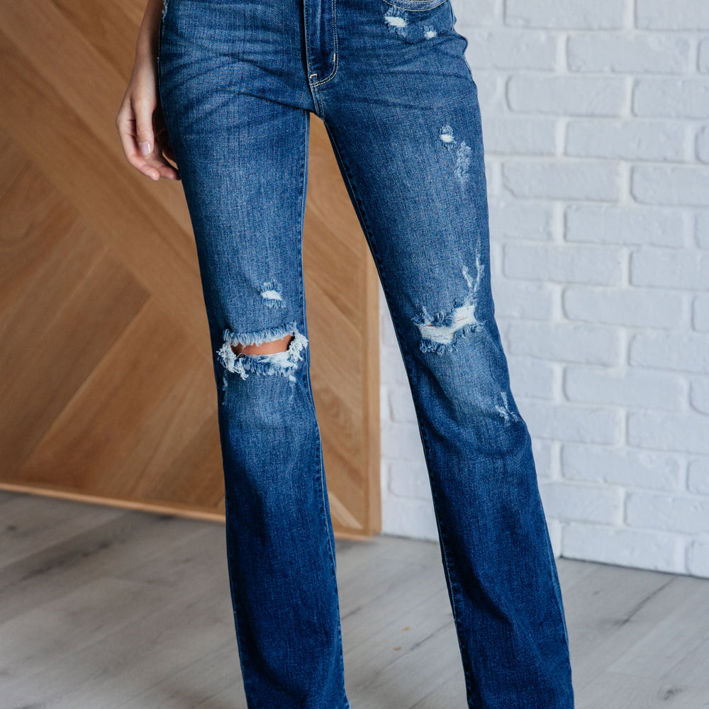 Mila Mid Rise Distressed Bootcut Jeans