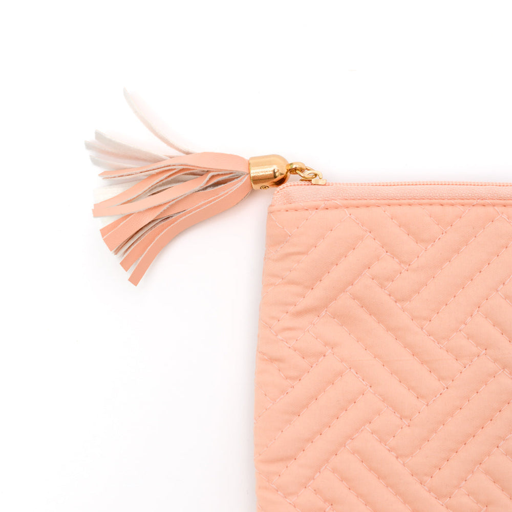 
                      
                        Quilted Travel Zip Pouch in Pink
                      
                    