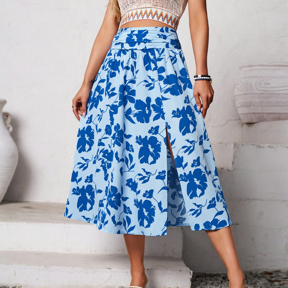 
                      
                        Slit Printed Midi Skirt
                      
                    