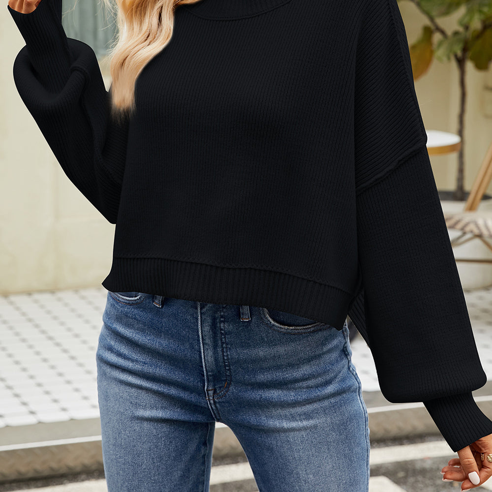 
                      
                        Round Neck Dropped Shoulder Sweater
                      
                    