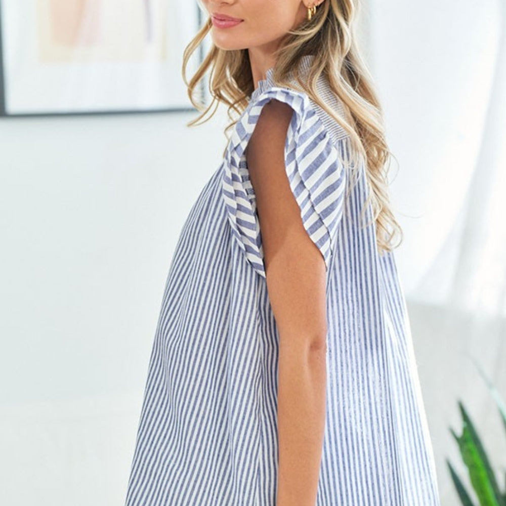 
                      
                        First Love Full Size Striped Flutter Sleeve Blouse
                      
                    