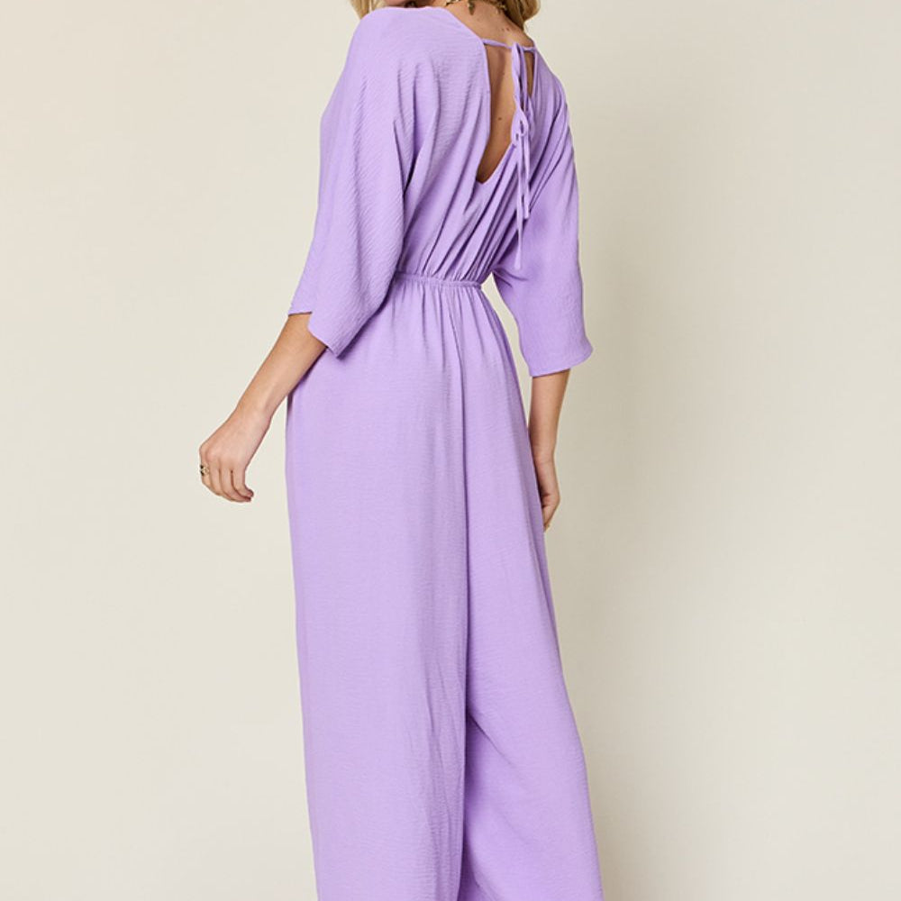 
                      
                        Double Take Full Size Surplice Wide Leg Jumpsuit with Pockets
                      
                    