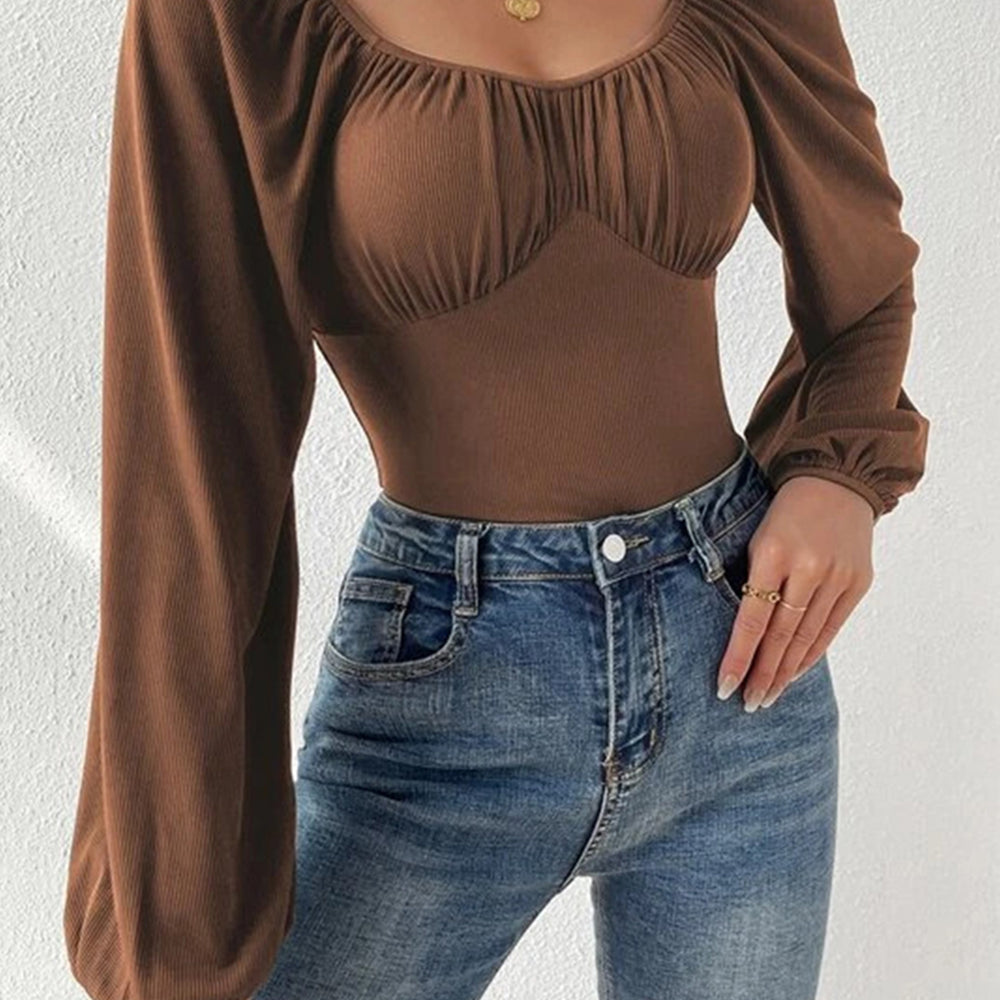 
                      
                        Ruched Balloon Sleeve Bodysuit
                      
                    