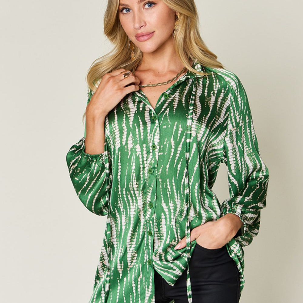 
                      
                        Double Take Full Size Printed Button Up Long Sleeve Shirt
                      
                    