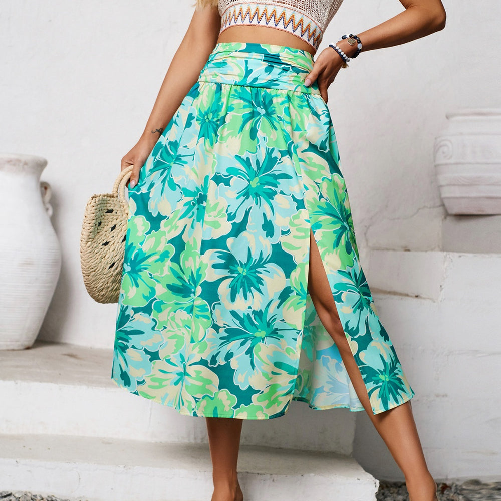 
                      
                        Slit Printed Midi Skirt
                      
                    