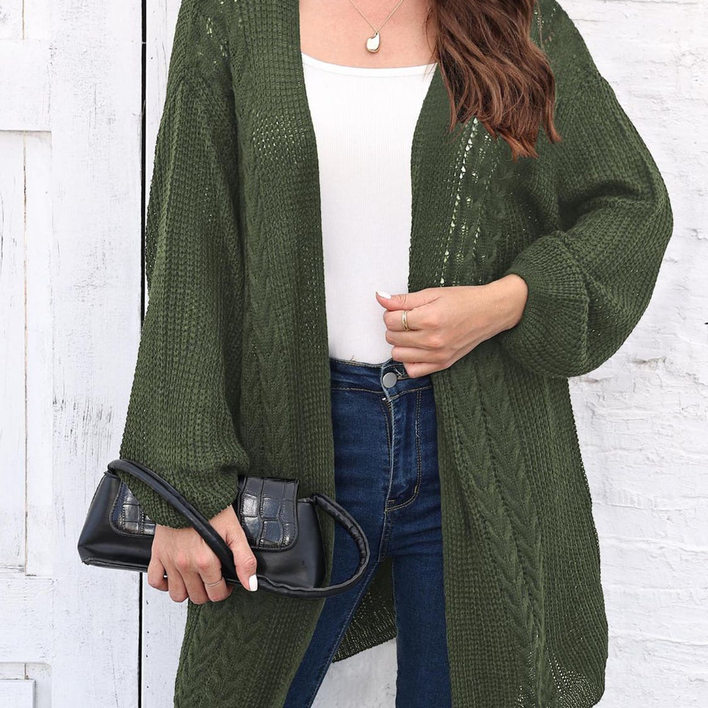 
                      
                        Cable-Knit Open Front Long Sleeve Cardigan
                      
                    