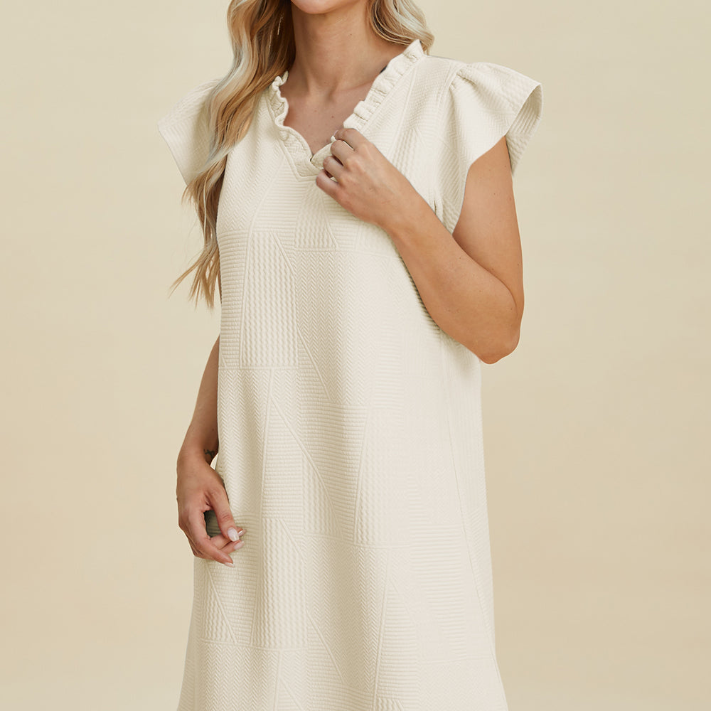 
                      
                        Double Take Full Size Ruffled V-Neck Cap Sleeve Dress
                      
                    