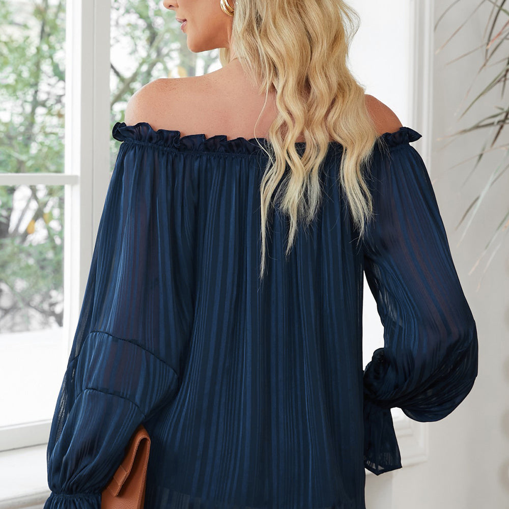 
                      
                        Frill Tied Off-Shoulder Flounce Sleeve Blouse
                      
                    