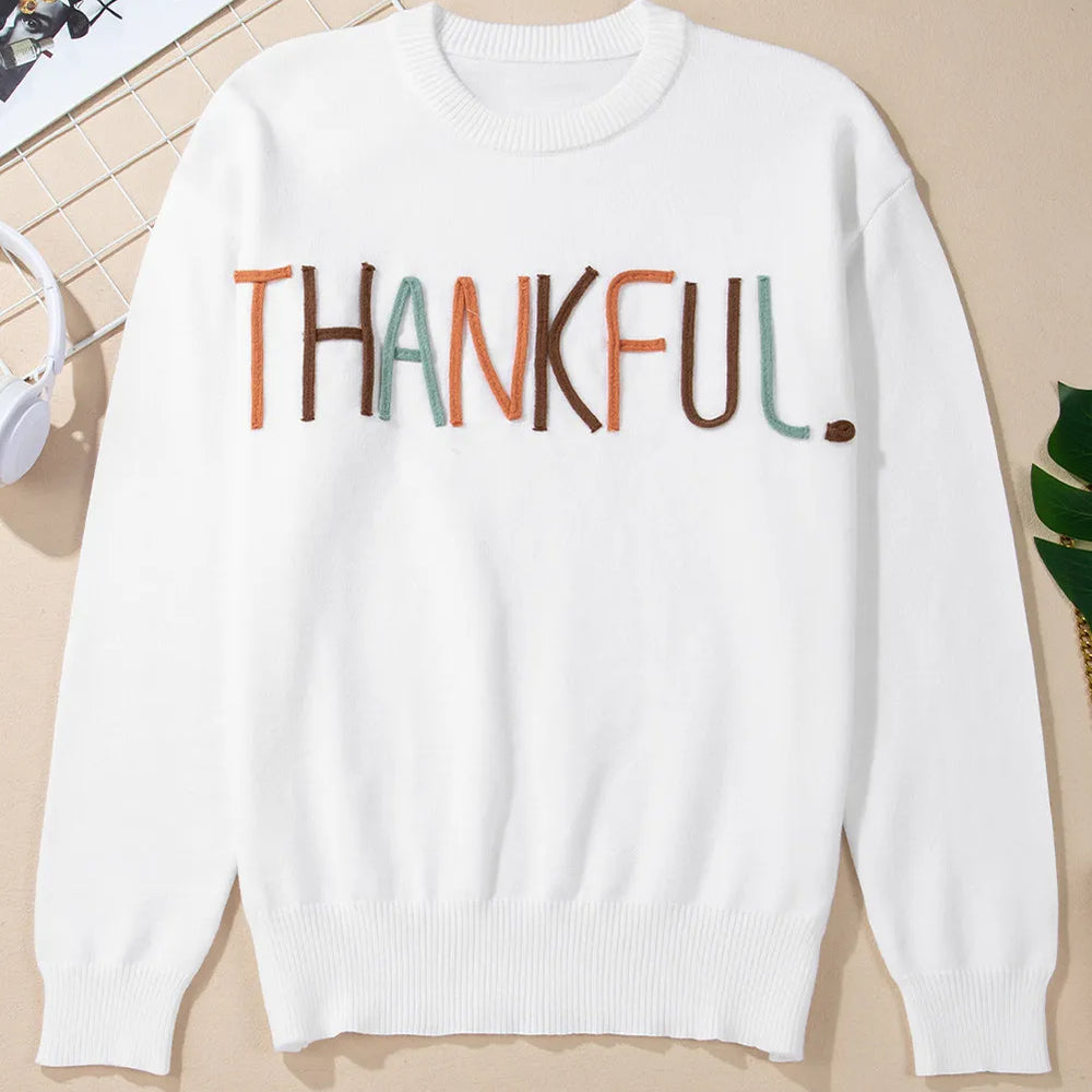 
                      
                        THANKFUL Round Neck Long Sleeve Knit Top
                      
                    