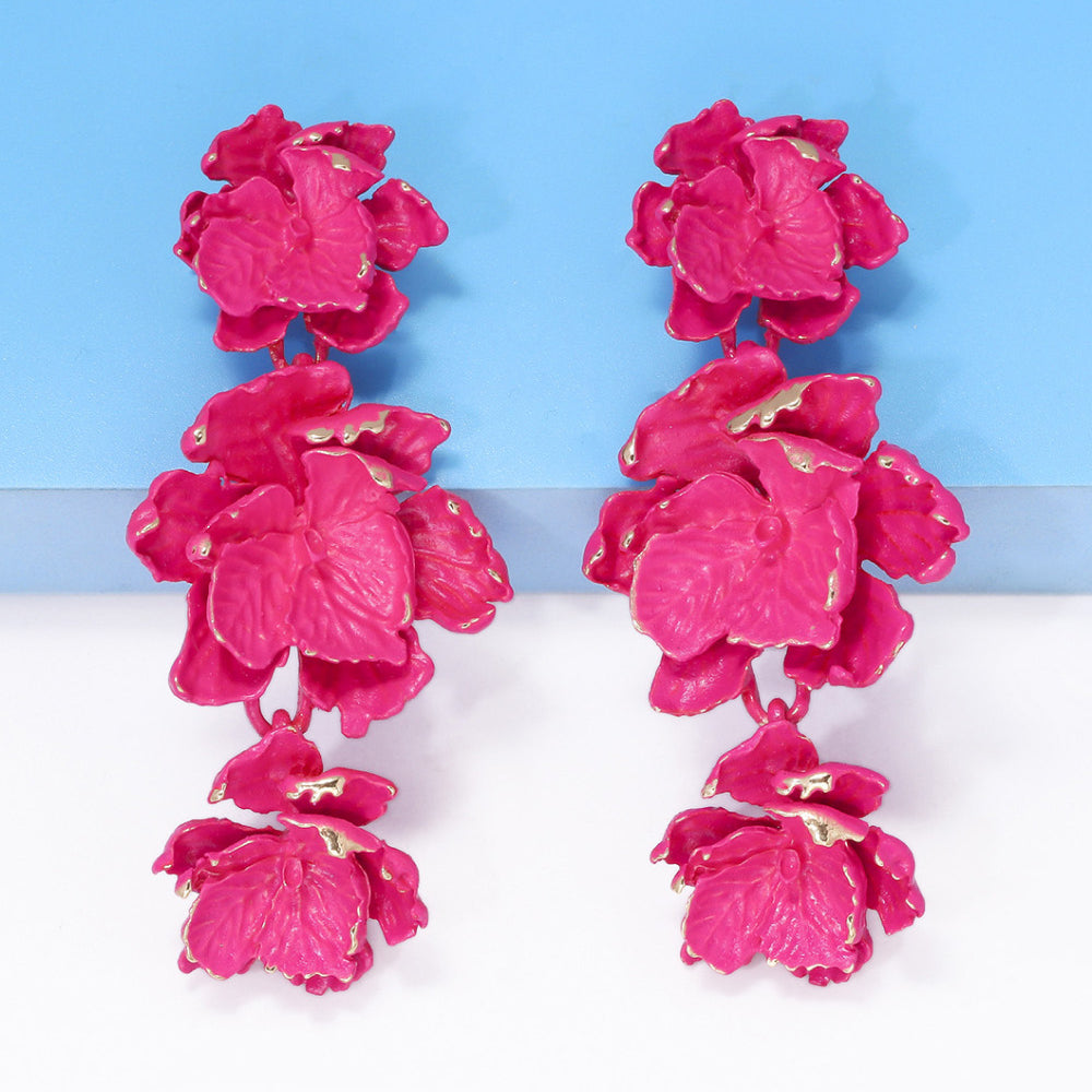 Flower Shape Zinc Alloy Dangle Earrings