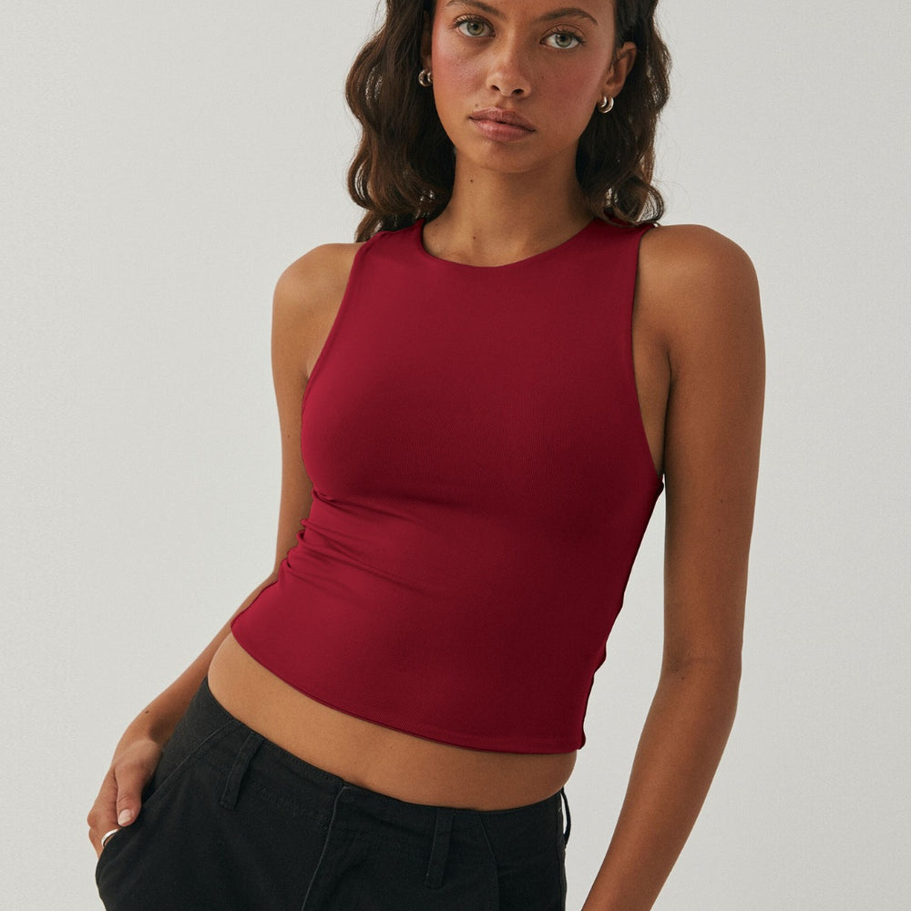 
                      
                        Round Neck Cropped Tank
                      
                    