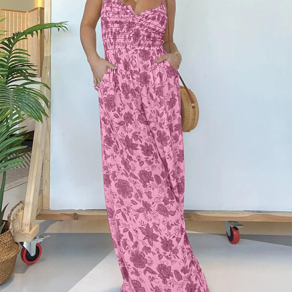 
                      
                        Full Size Printed Spaghetti Strap Wide Leg Jumpsuit
                      
                    