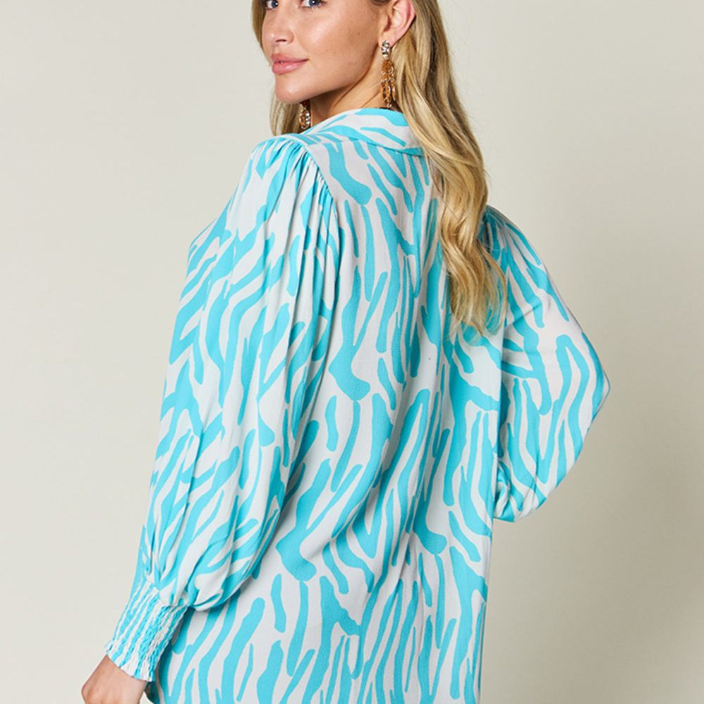 
                      
                        Double Take Full Size Printed Smocked Long Sleeve Blouse
                      
                    