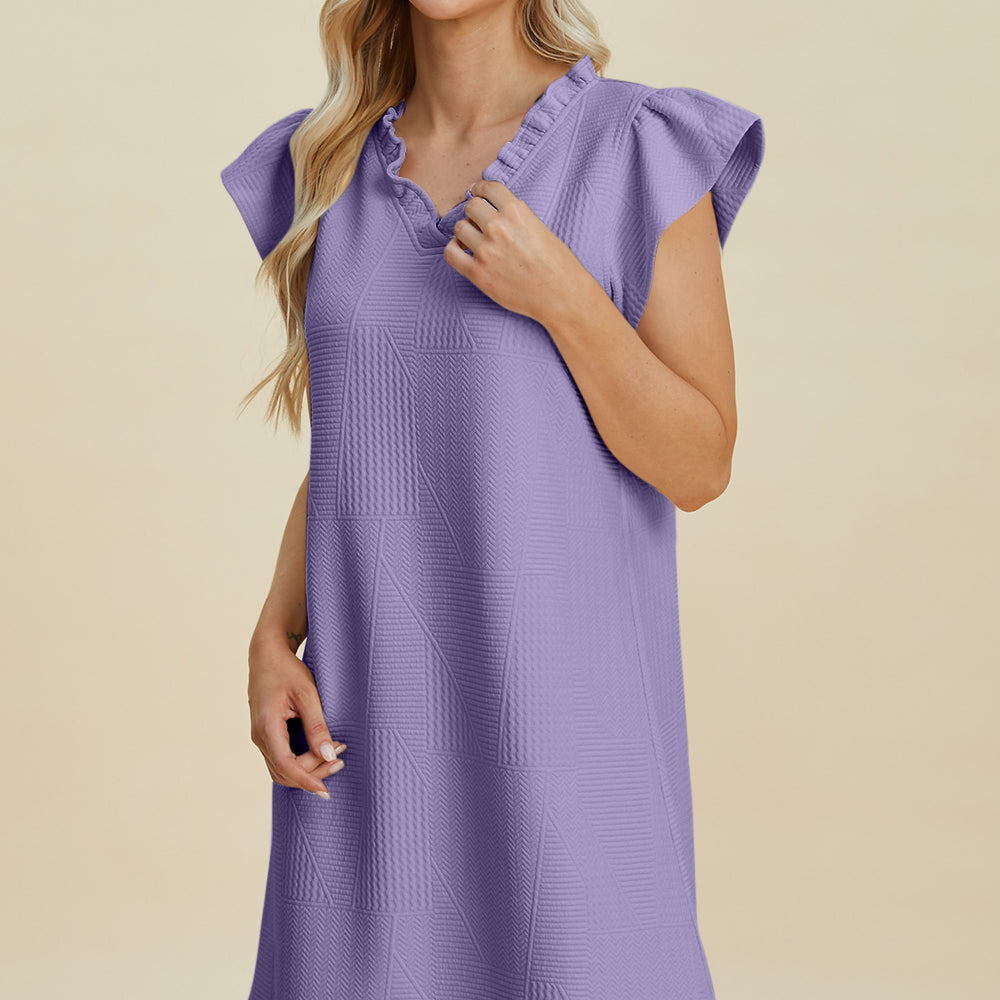 
                      
                        Double Take Full Size Ruffled V-Neck Cap Sleeve Dress
                      
                    