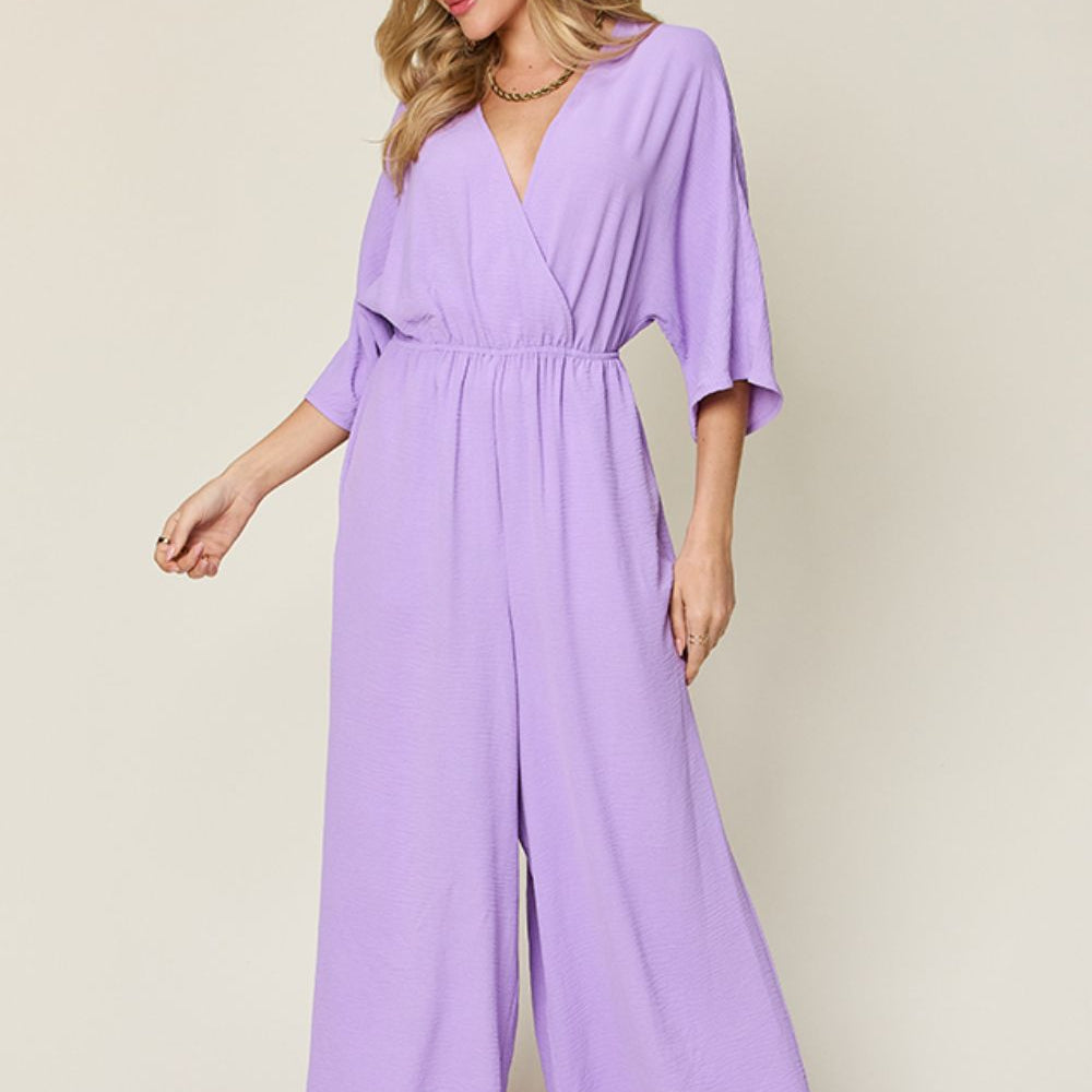 
                      
                        Double Take Full Size Surplice Wide Leg Jumpsuit with Pockets
                      
                    