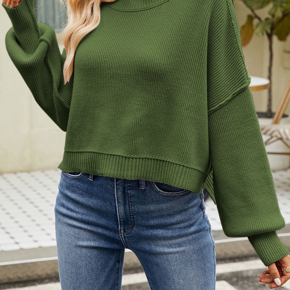 
                      
                        Round Neck Dropped Shoulder Sweater
                      
                    