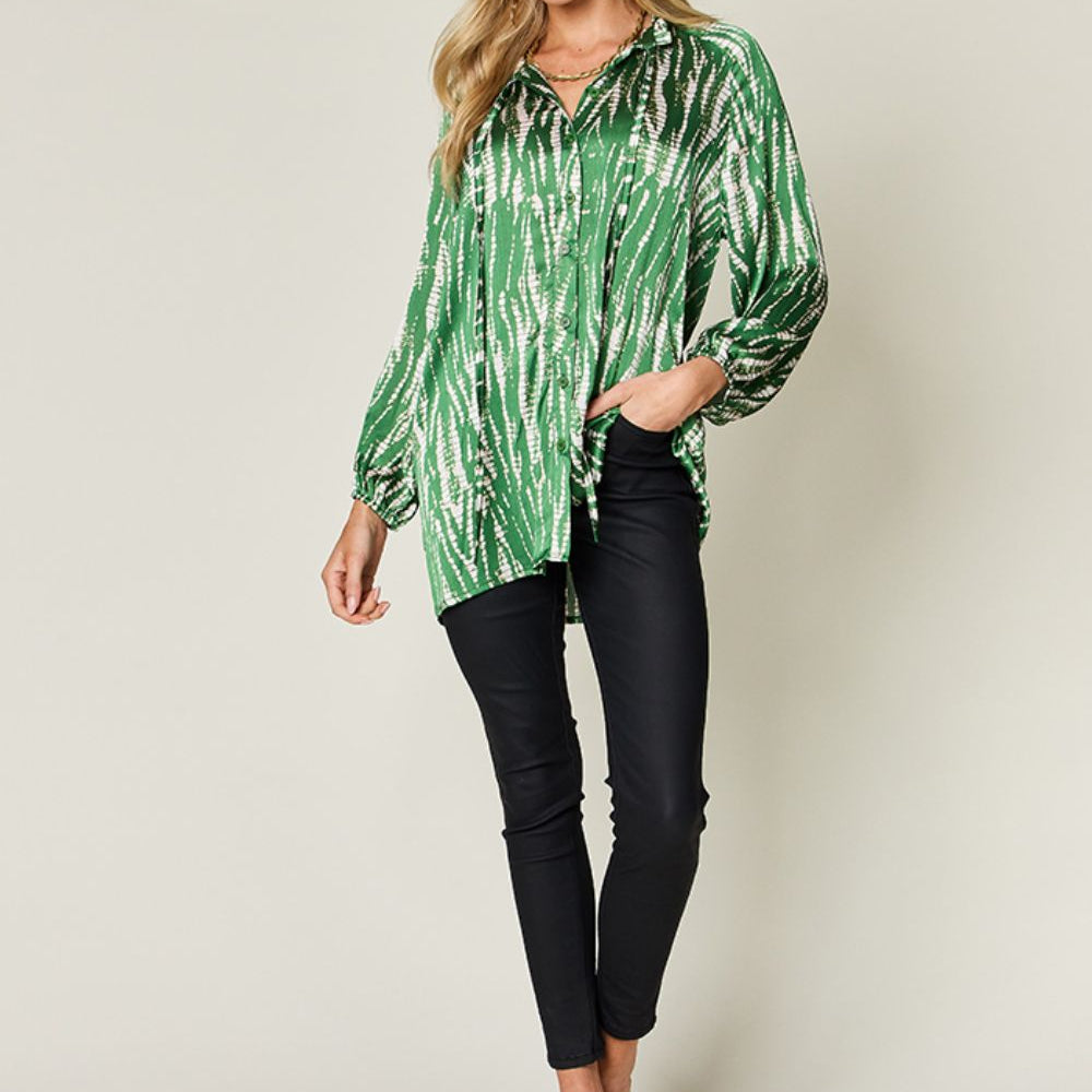 
                      
                        Double Take Full Size Printed Button Up Long Sleeve Shirt
                      
                    