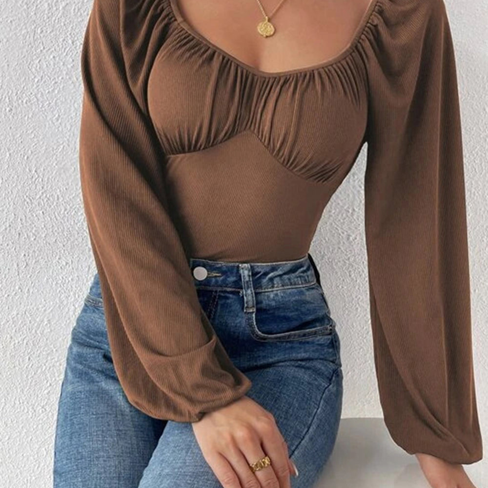 
                      
                        Ruched Balloon Sleeve Bodysuit
                      
                    