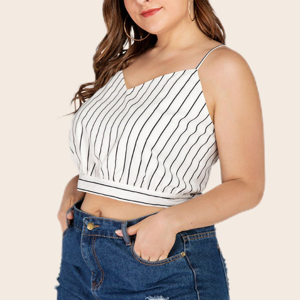 
                      
                        Plus Size Striped Tie-Back Cropped Cami
                      
                    