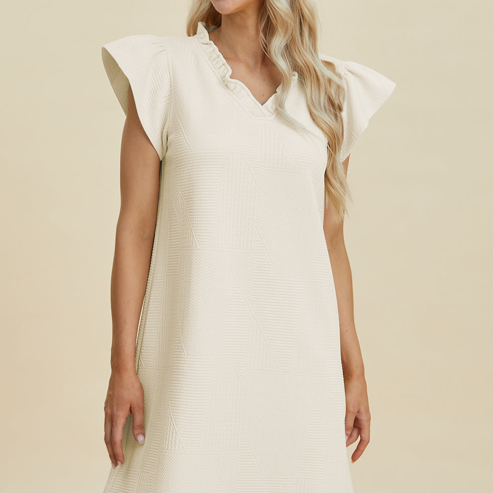 
                      
                        Double Take Full Size Ruffled V-Neck Cap Sleeve Dress
                      
                    